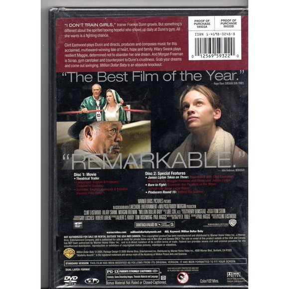 MILLION DOLLAR BABY DVD, 4 ACADEMY AWARDS inc BEST PICTURE, BRAND-NEW, SEALED - Picture 2 of 2